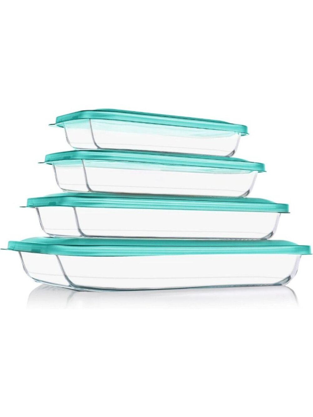 8-Piece Glass Baking Dish Set with Lids - Oven Safe, Microwave Friendly, Easy